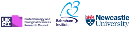 UKRI-BBSRC, Babraham Institute, Newcastle University logos