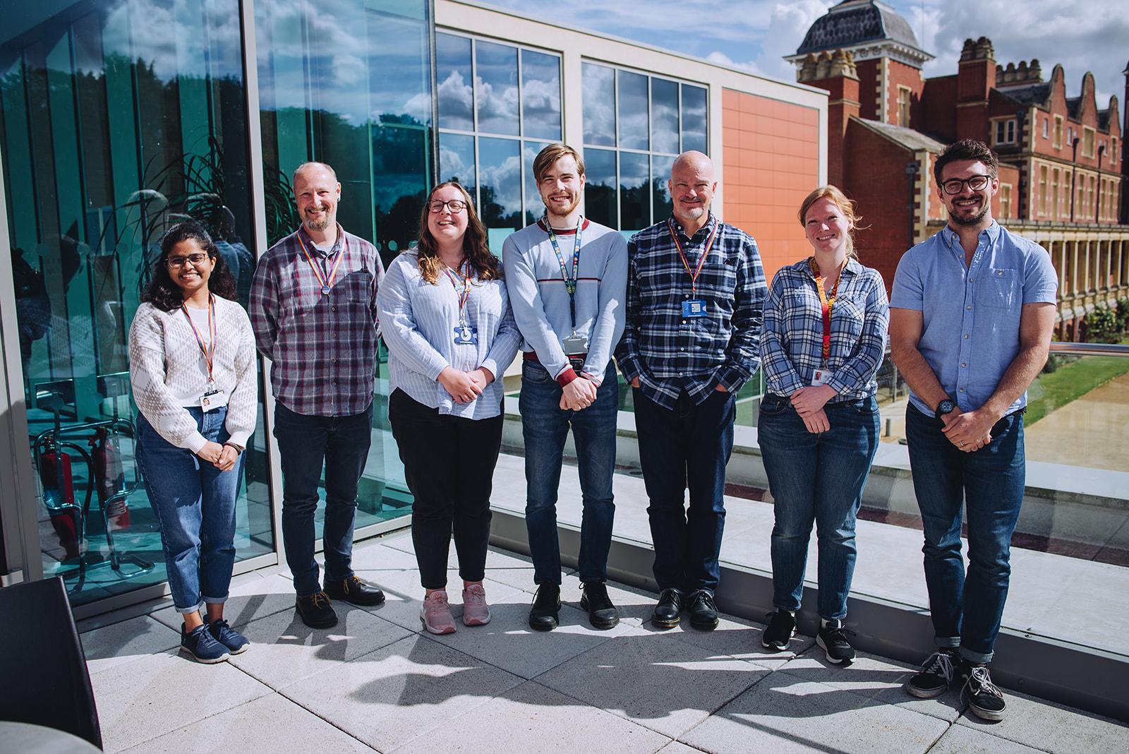 Group shot of six of the 2024 annual prize winners with the Institute Director, Simon Cook.